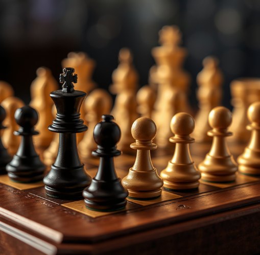 Photo — the chess board set up for a game