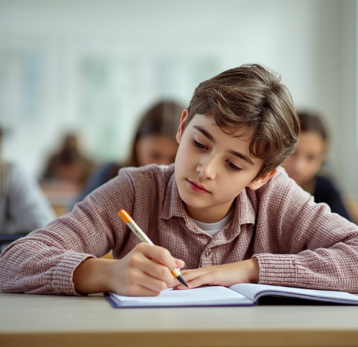 Photo — a student working through a past exam paper