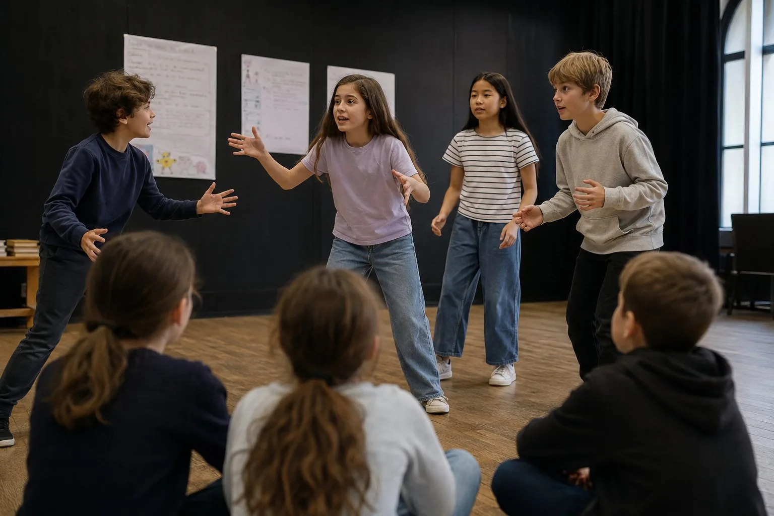 Foto — Kinder proben eine Musical-Theatre-Szene